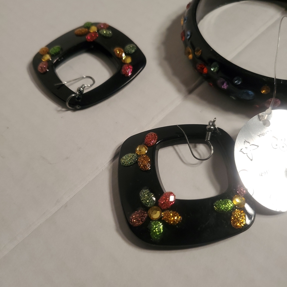 Colorful Gemstone Black Bracelet